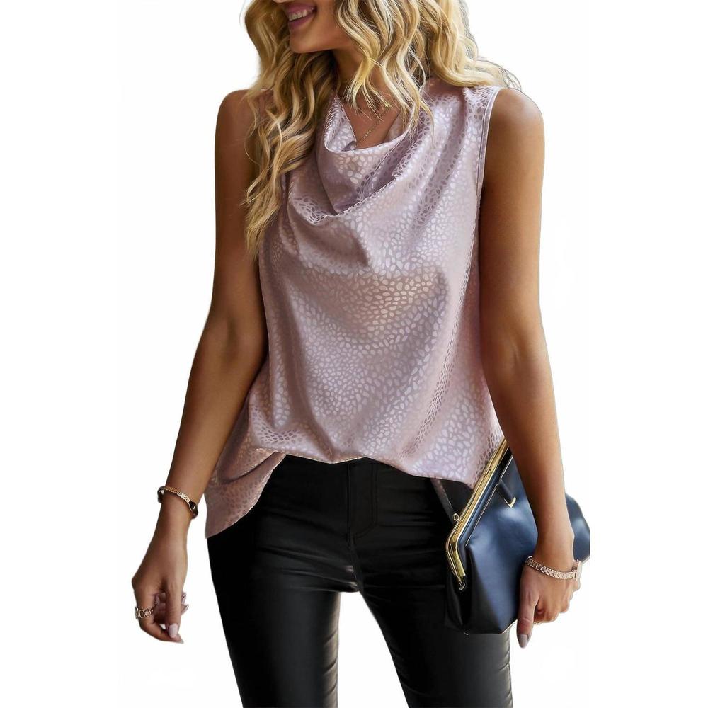 NEW SUPREME dotted leopard cowl neck blouse in rose